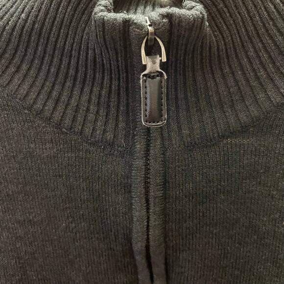 U.S. Polo Assn Quarter Zip Striped Knit Sweater Black Purple Gray Sz L Mock Neck - Picture 7 of 7